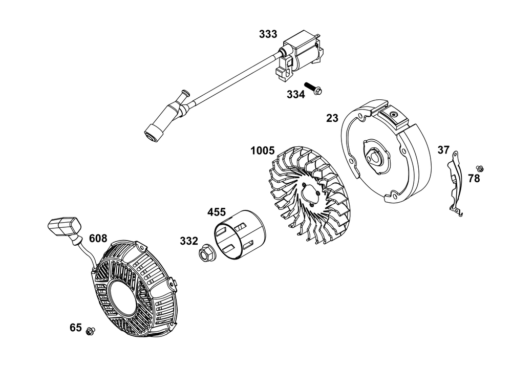 Flywheel, Ignition, And Starter Group Diagram and Parts List for 130G32-0037-H5 100000 - 19Z999 Briggs and Stratton Engine